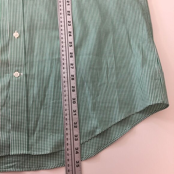 Land's End Mens Button Down Shirt Long Sleeve Green White Checker Office Size XL - Picture 13 of 13
